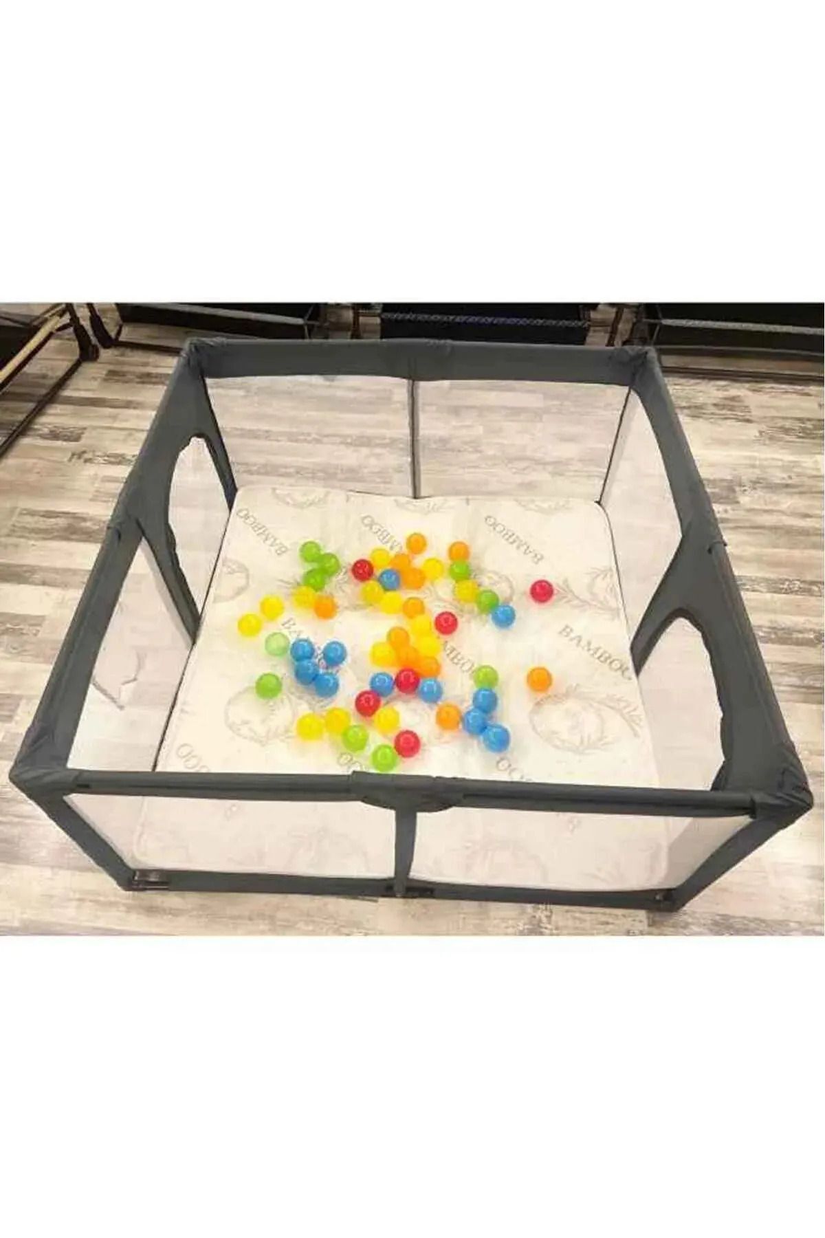 Opalin Bambu Konforlu 125x125 Cm Sünger Oyun Parkı Oyun Alanı Bebek Yatağı 6 Cm fotoğrafı 2 (önizleme)