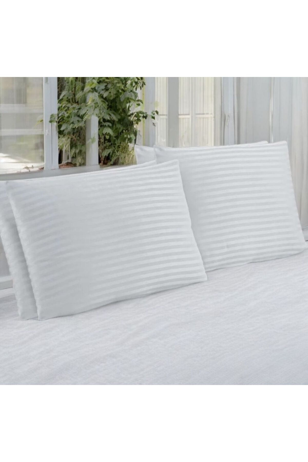 COTTON SATIN STRIPED 50X70 cm PILLOWCASE - WHITE