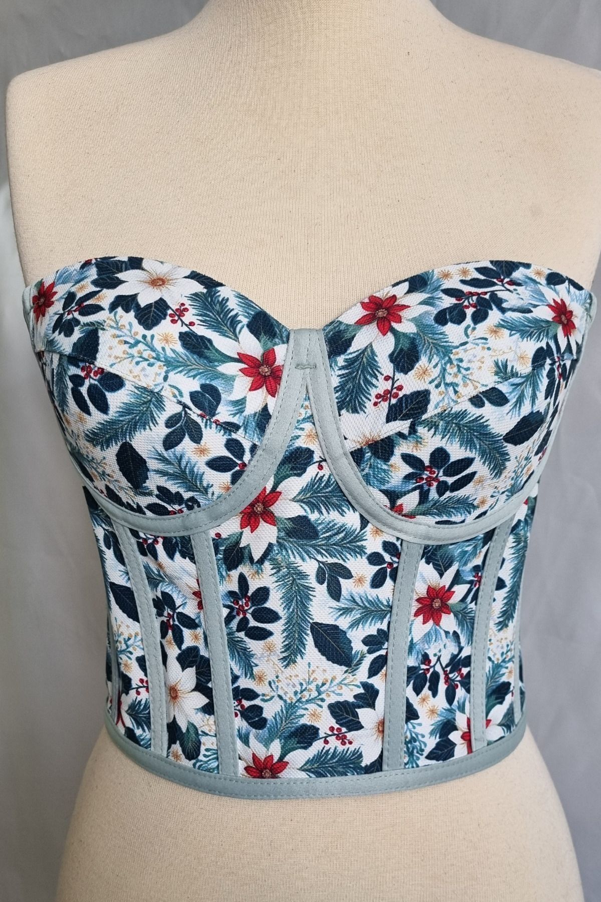 FİYPER-Corset cu dantelă cu model de flori Bustieră Mărime gata 2