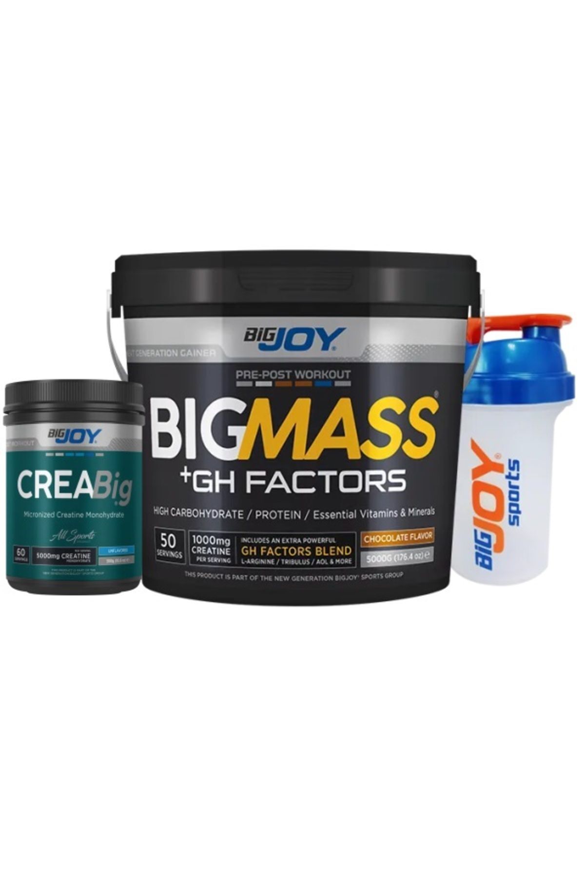 Bigjoy Sports BIGMASS Gainer GH FACTORS 5000g Çikolata Bigjoy Sports Creabig 300 Gr ( Hacim Kombinasyonu )