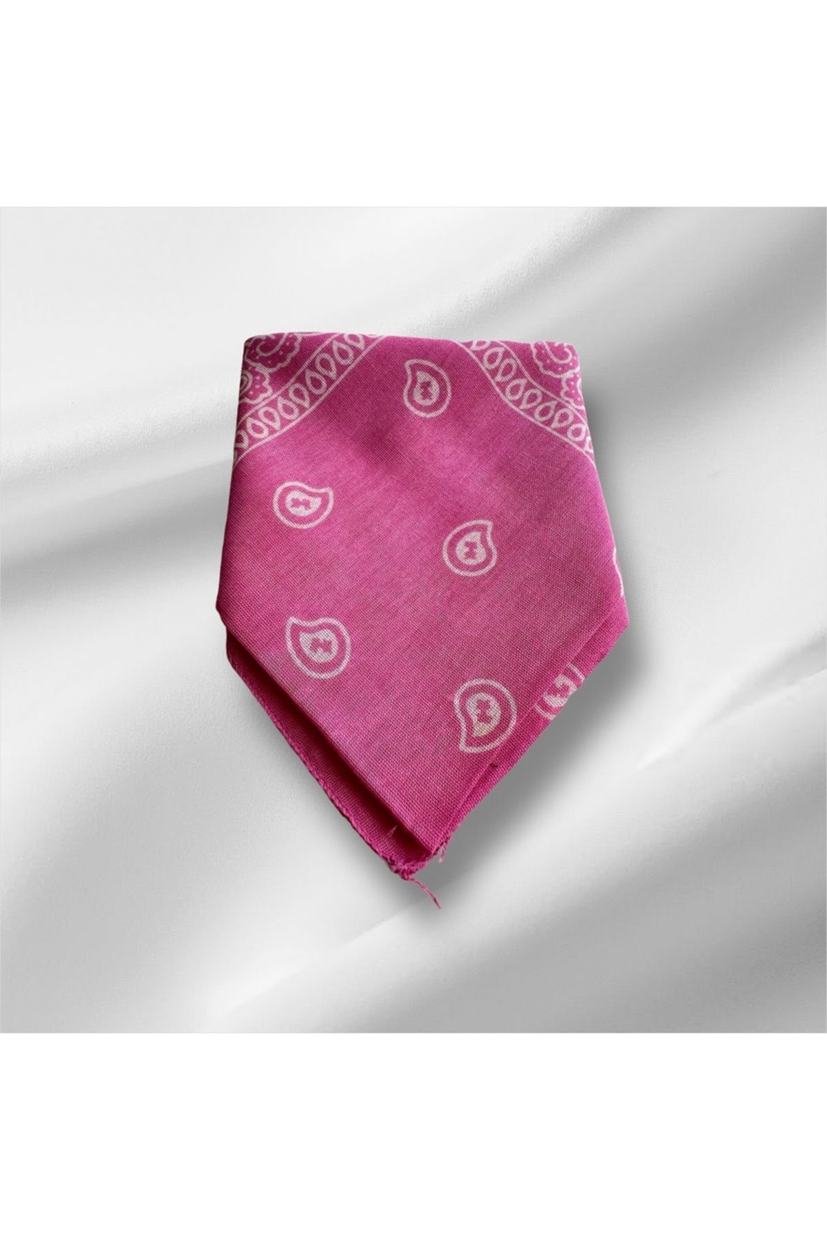 Kadın Pembe Renk Etnik Desenli %100 Koton Bandana, Saç Bandı 5