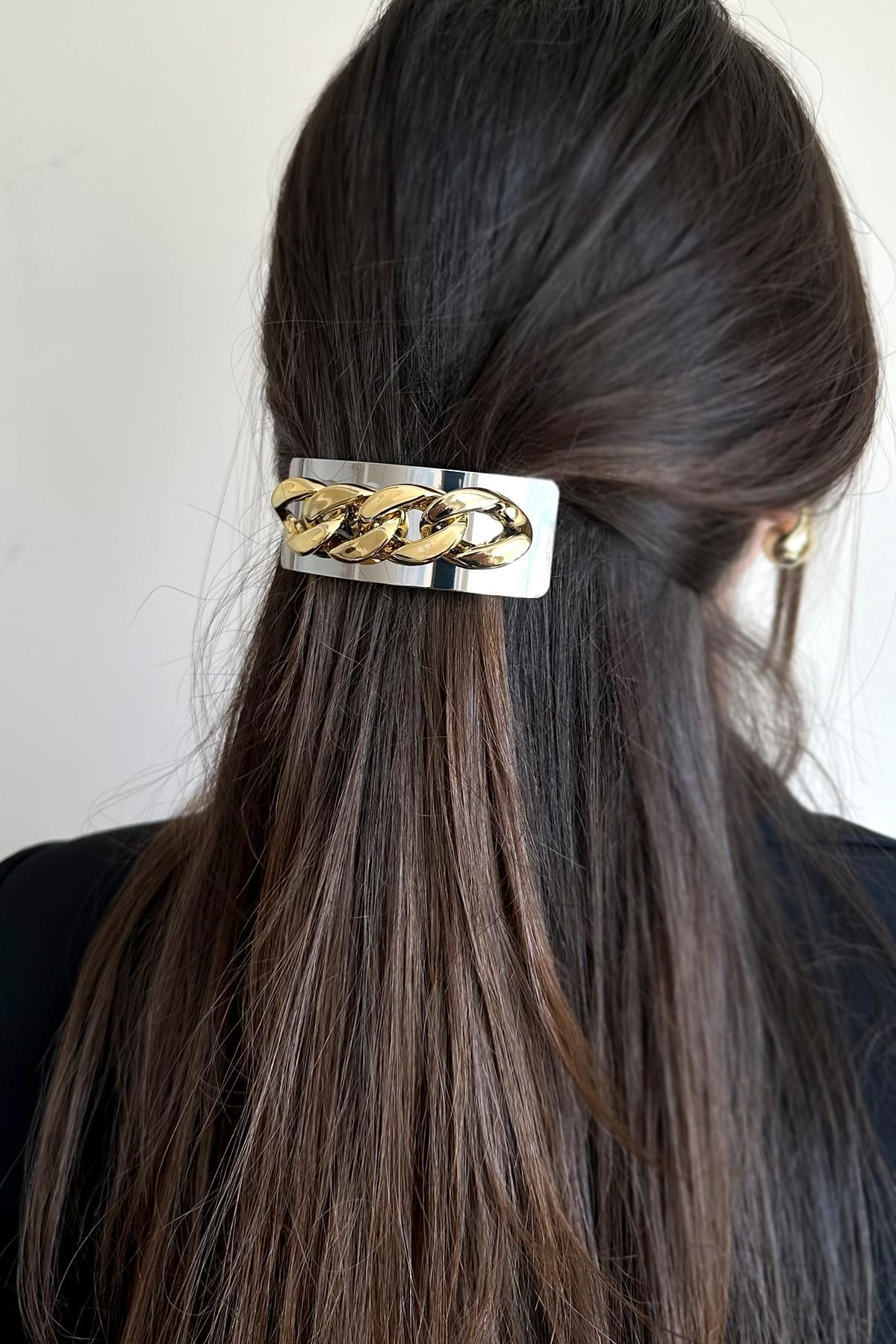 New Obsessions-Glossy Metal Chain Royale Automatic Hair Clip 5