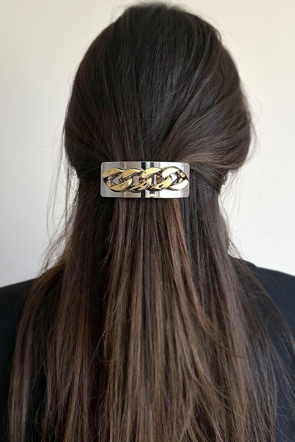 New Obsessions-Glossy Metal Chain Royale Automatic Hair Clip 6