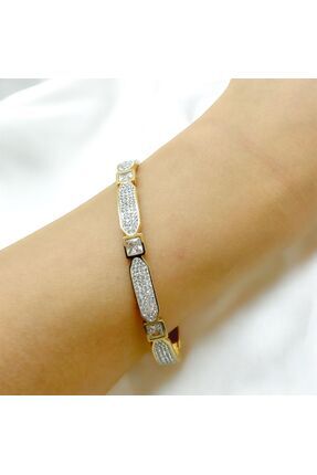 MELLS TAKI ZİRKON TAŞLI KARE MODEL GOLD KELEPÇE 316L PASLANMAZ ÇELİK