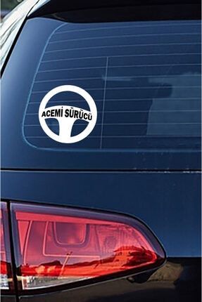 Beyaz Renk Direksiyon Temalı Acemi Sürücü Yazılı Sticker TYC00192969984