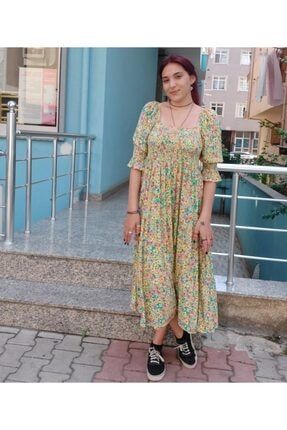 Kadın Karpuz Kol Gipeli Elbise 21EL060