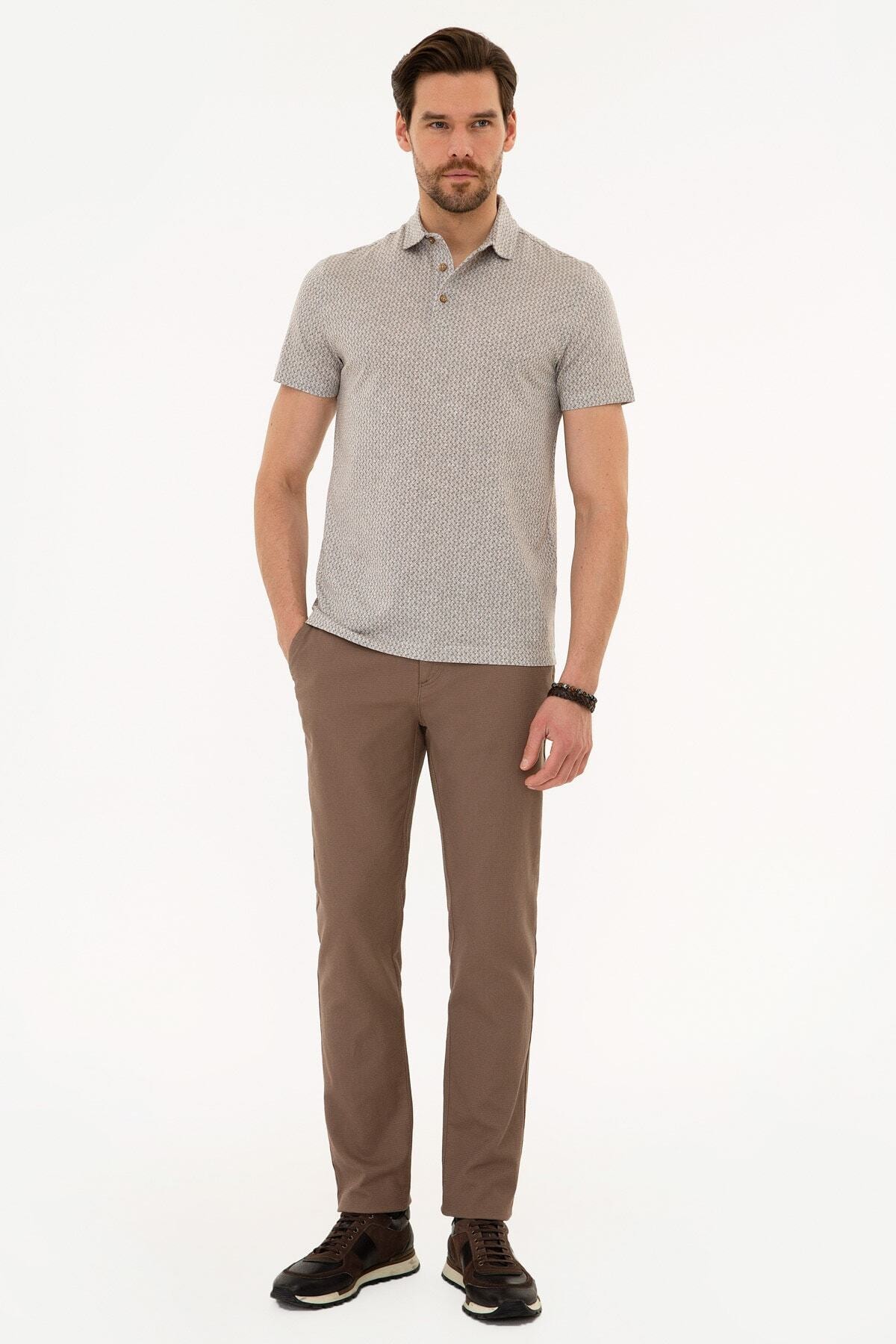 تیشرت مردانه قهوه ای پیرکاردین | G021SZ011.000.977546.VR002 اورجینال - تصویر 4