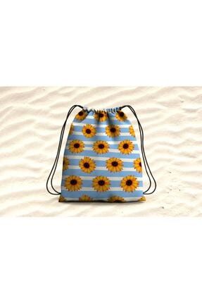 Çantalı Plaj Havlusu - Ayçiçeği Desenli PLAJ-01