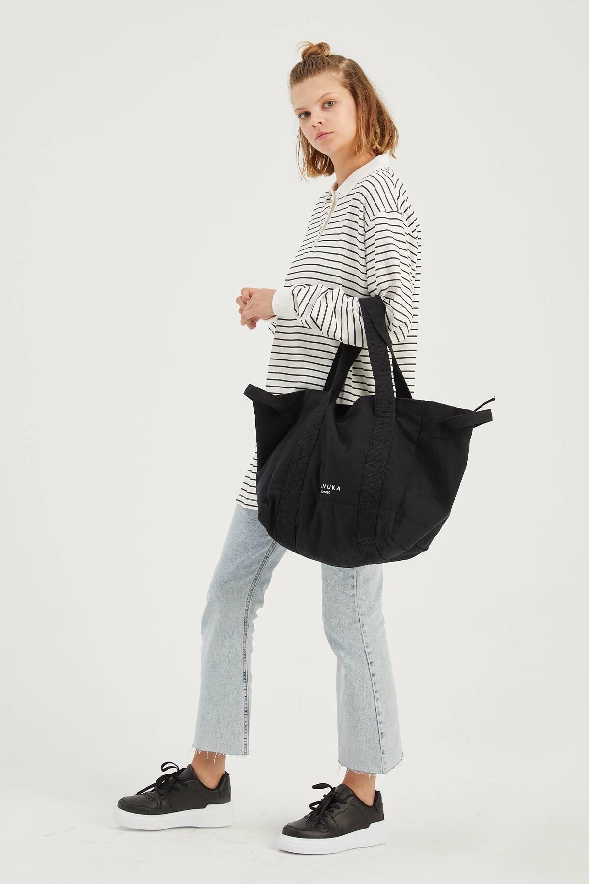 Manuka-Canvas-Shopper-Tasche Schwarz 4