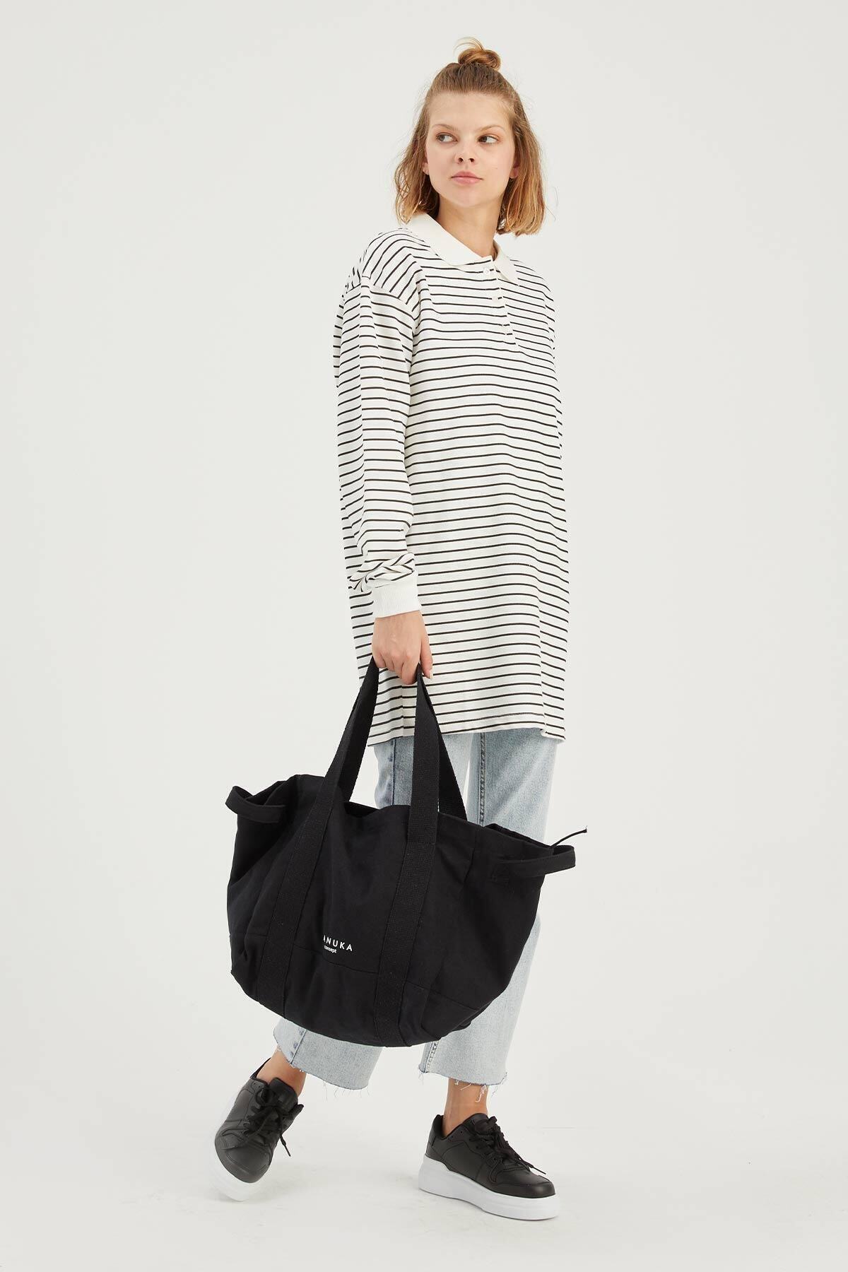 Manuka-Canvas-Shopper-Tasche Schwarz 5