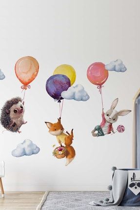 Sevimli Balonlu Hayvanlar Çocuk Odası Duvar Sticker Seti 12785408