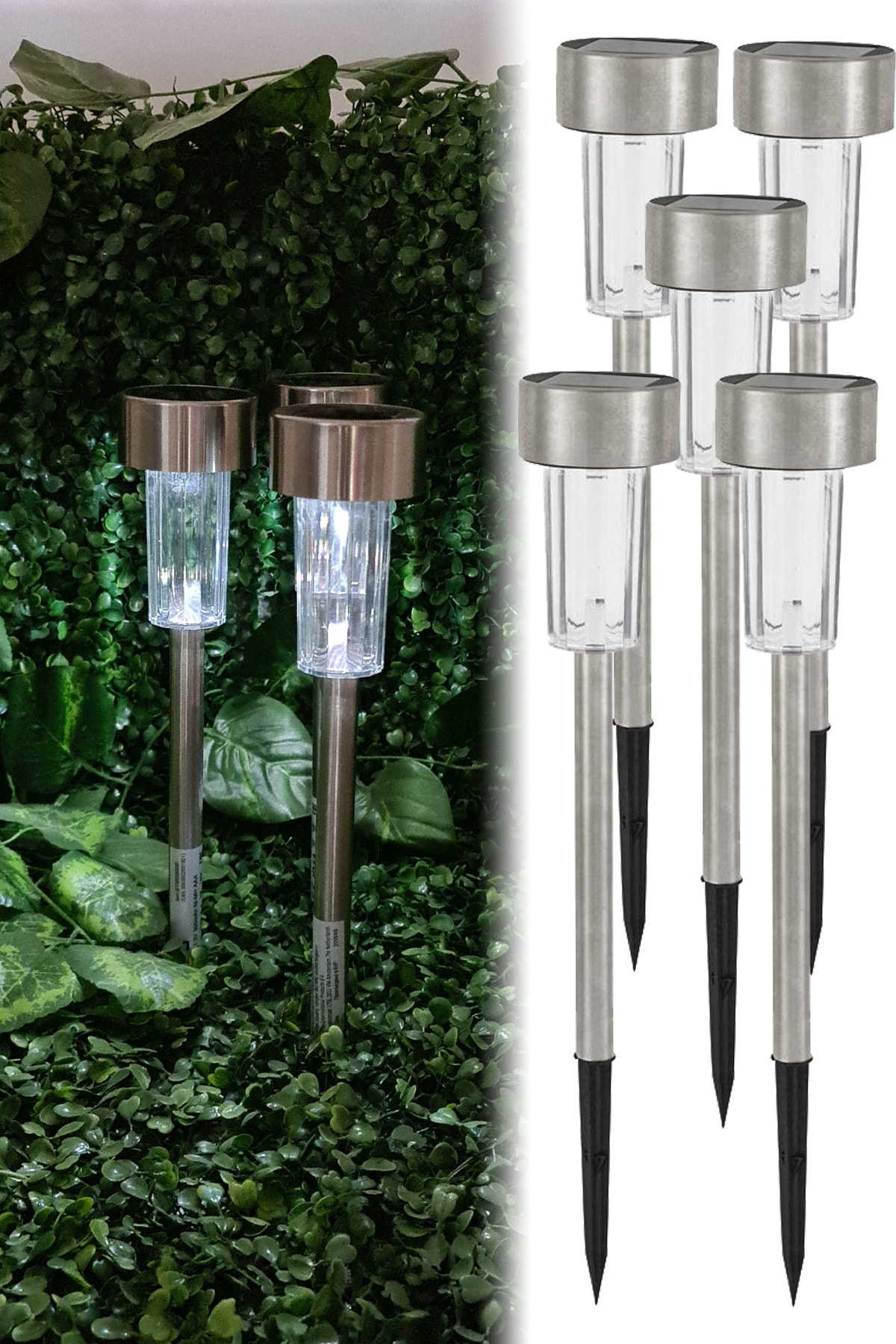 Steel Solar Lighting Large Size 5 Pieces 38cm Ag120