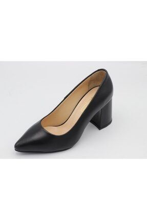 Kadın Hakiki Deri Siyah Kalın Topuklu Ayakkabı HS-5190