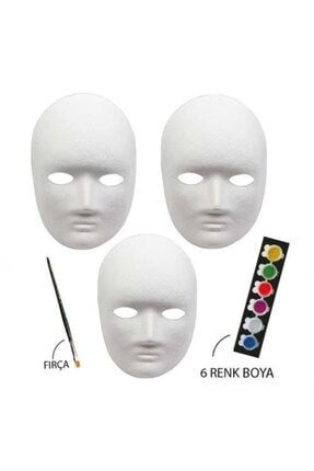 Maske Boyama Seti, 3 Lü, Maske, Fırça Ve Boya, Eğitici Maske Boyama HA324