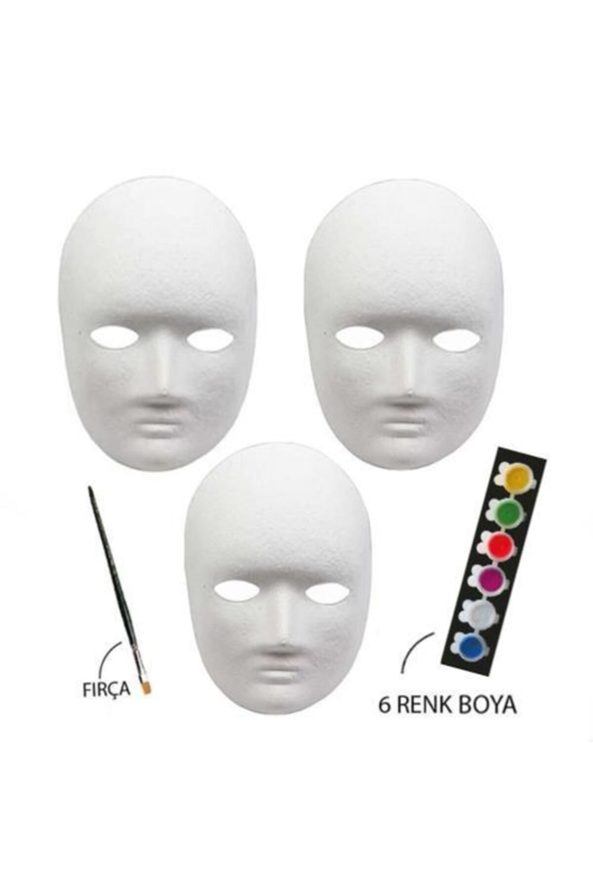 Hobialem Maske Boyama Seti, 3 Lü, Maske, Fırça Ve Boya, Eğitici Maske Boyama