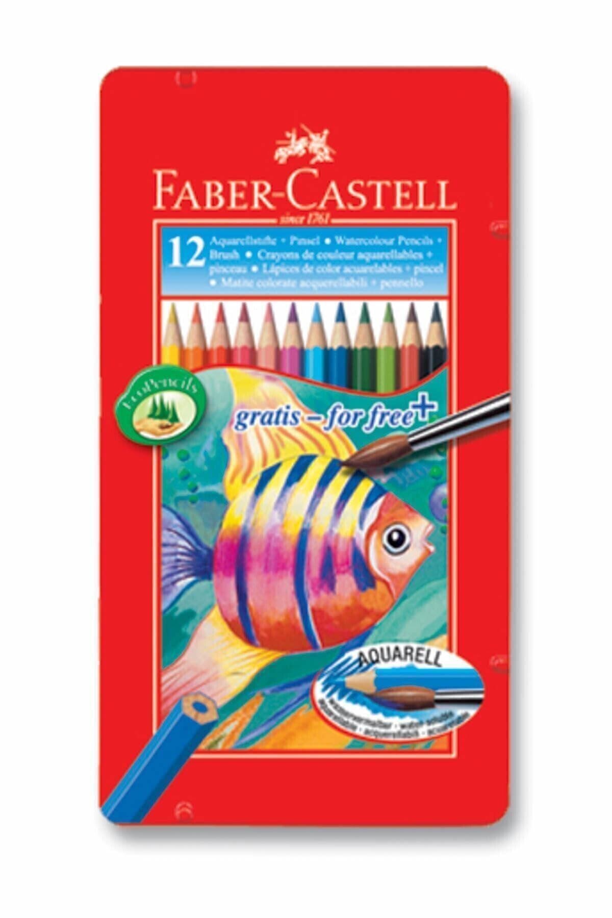 Faber Castell Faber-castell Aquarel Boya Kalemi 12 Renk Metal Kutu