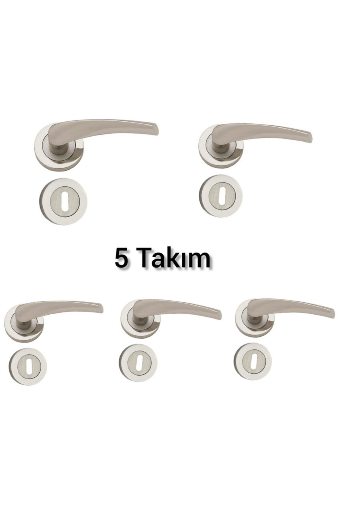 Nickel Satin Interior ( Room ) Door Handle with Brawo ECO Badge 5 Sets