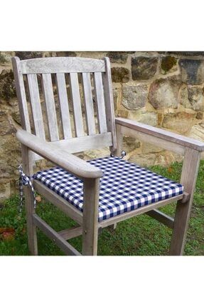 Ekose Desenli Sandalye Minderi 42-42-5 cm Süngerli Fermuarlı Bağcıklı Evm144654881094