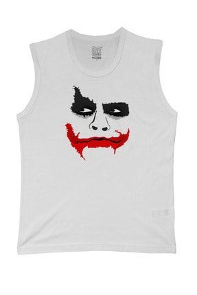 Erkek Kolsuz Beyaz T-shirt Joker Dijital Baskılı RFDTS011