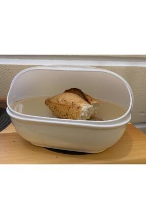 Kek Simit Poaça Saklama Yuvarlak Ekmeklik Kutusu Ekmek Sepeti Tezgah Kapaklı Plastik Beyaz RENKEKMEK13