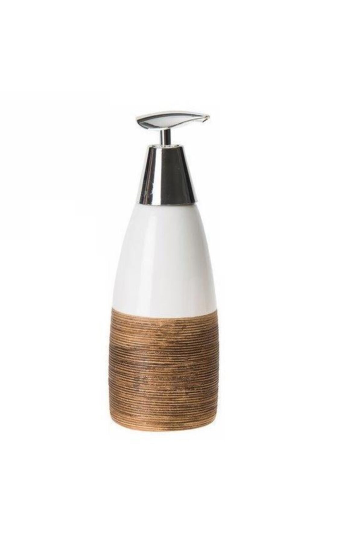 Ceramic Brown - White Liquid Soap Dispenser 0.50 Liter