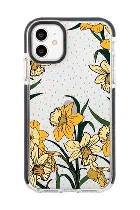 Iphone 11 Siyah Kenarlı Anti Shock Yellow Flowers Full Desenli Telefon Kılıfı IP11LK-239