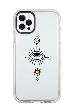 Iphone 12 Pro Beyaz Kenarlı Anti Shock Yıldızlı Göz Desenli Telefon Kılıfı IP12PLK-099