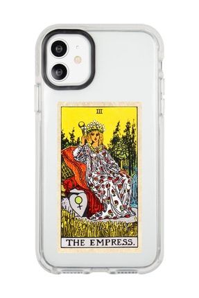 Iphone 11 Beyaz Kenarlı Anti Shock The Empress Tarot Kartı Desenli Telefon Kılıfı IP11LK-256