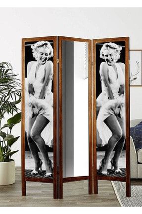 Aynalı Marilyn Monroe Masif Ahşap Paravan mpvxmo1