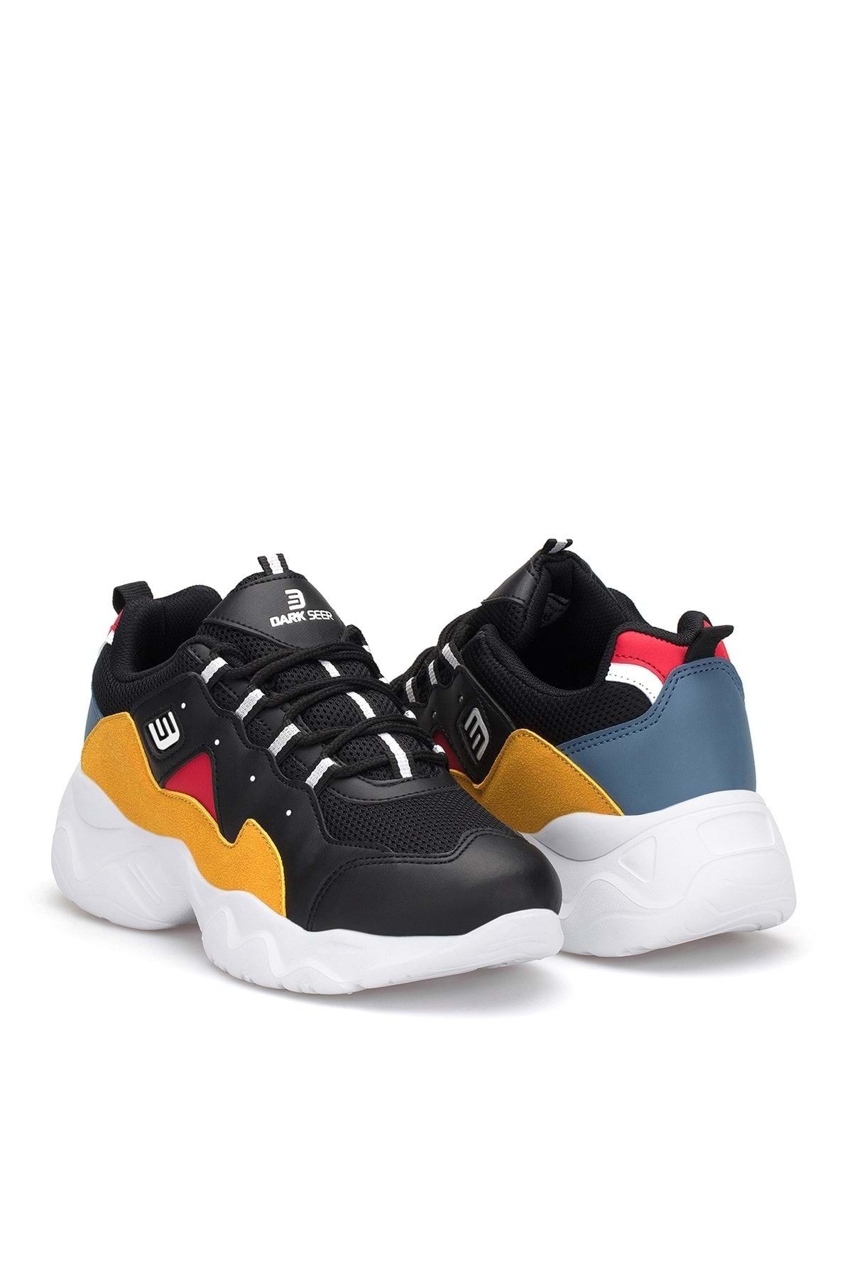 DARK SEER-Schwarzer senffarbener Damen-Sneaker 4