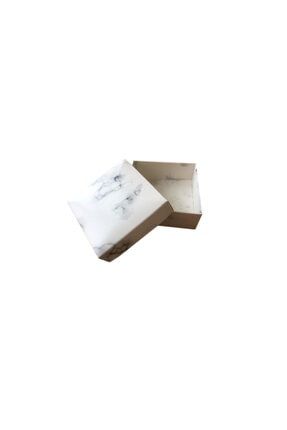 Komple Karton Kutu Mermer Desenli 8x8x3 cm 50 Adet Beyaz TE7235Beyaz
