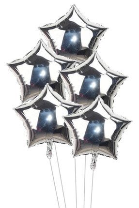 Gümüş Yıldız Folyo Balon Set 45 Cm 5'li PV-BLN-0248