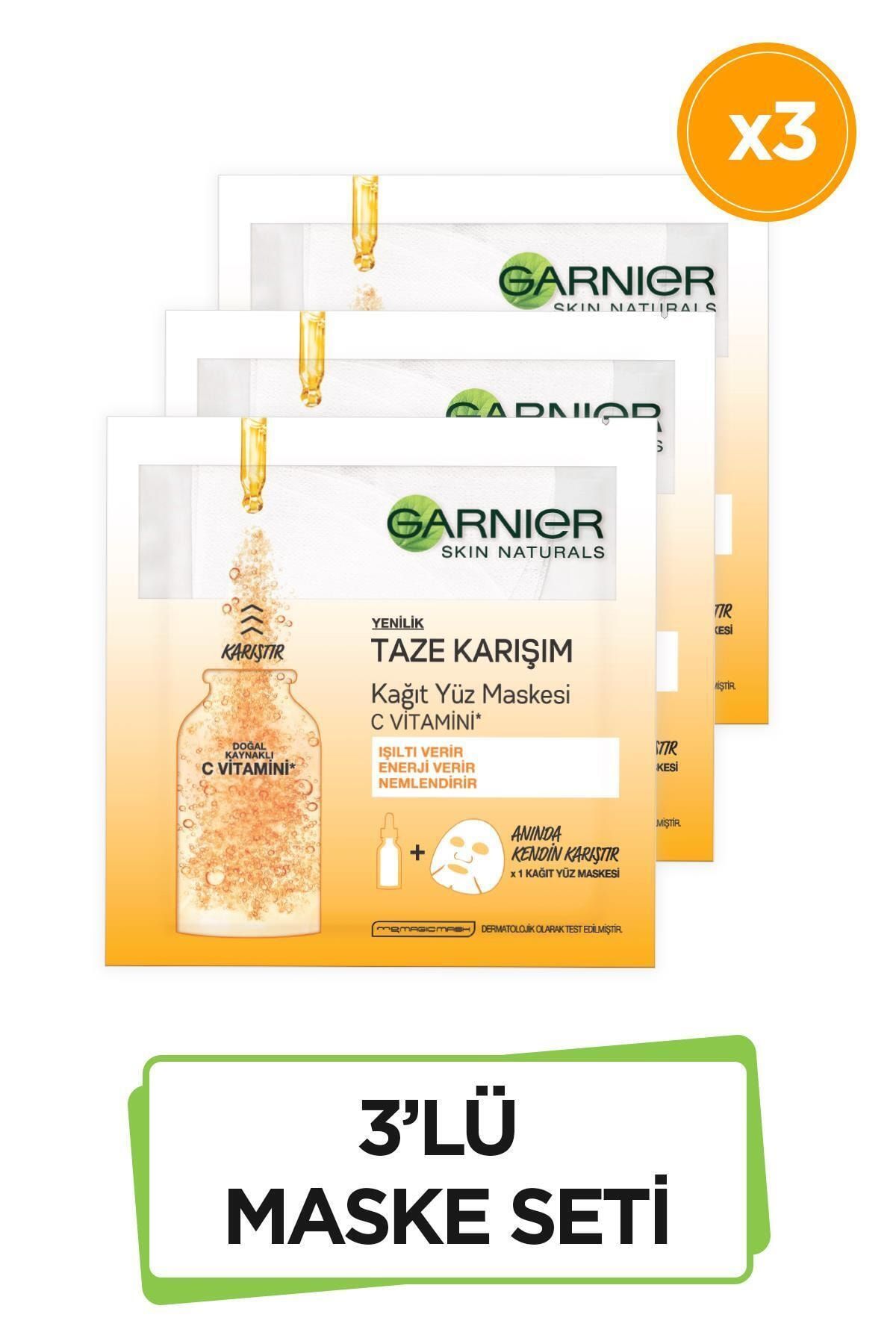 Garnier ماسک صورت کاغذی ترکیب تازه حاوی ویتامین C 3 عدد