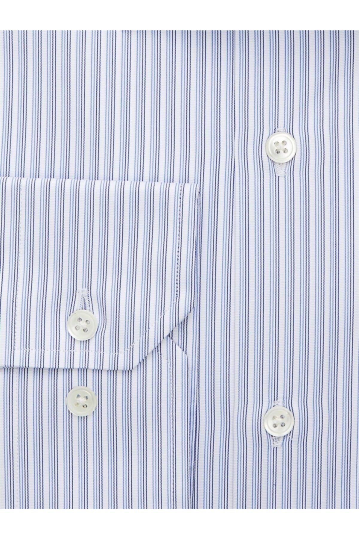 EMNANA-Blue Striped Slim Fit Shirt 3