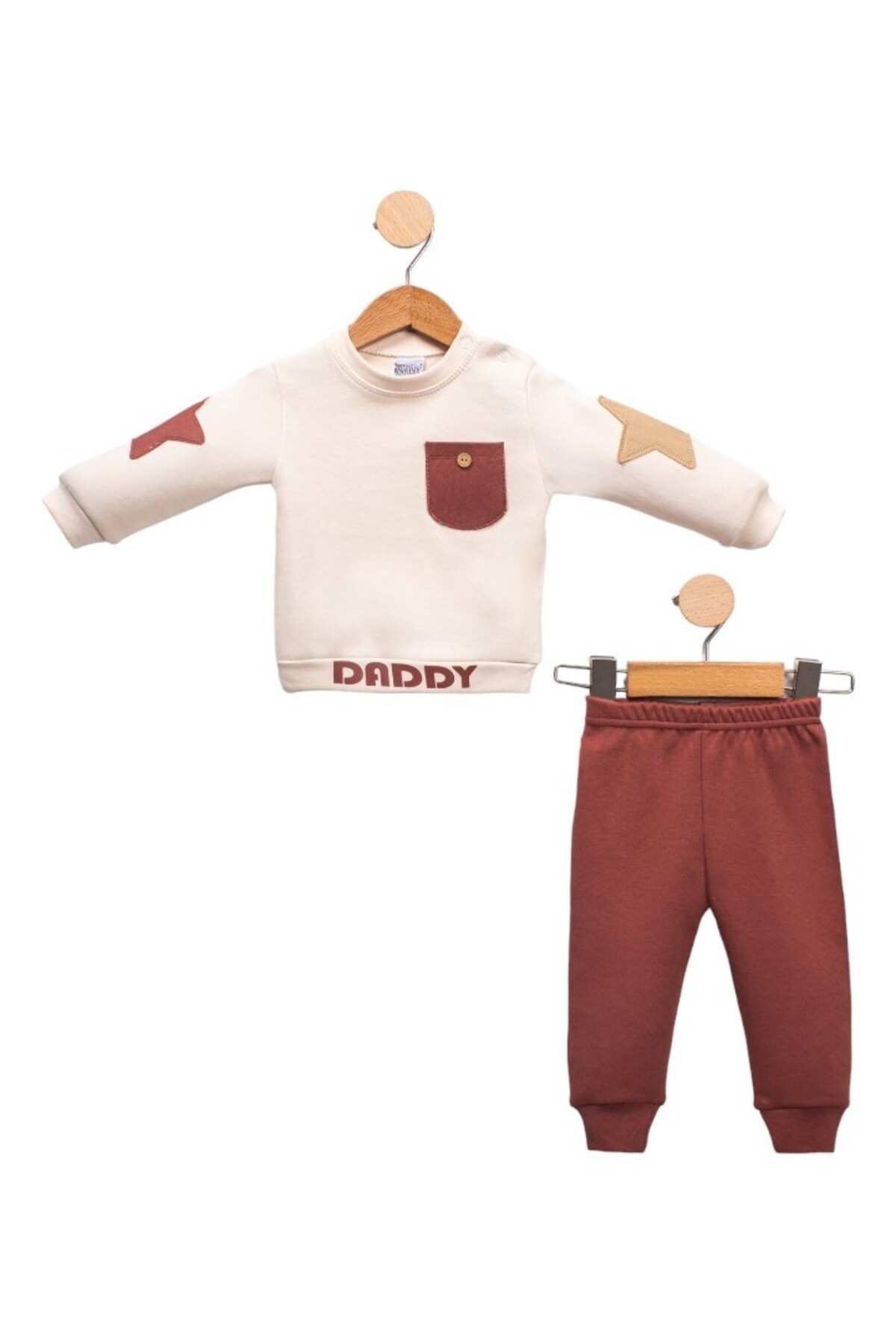 Star Detailed Baby Bottom Top Set with Men's Pockets