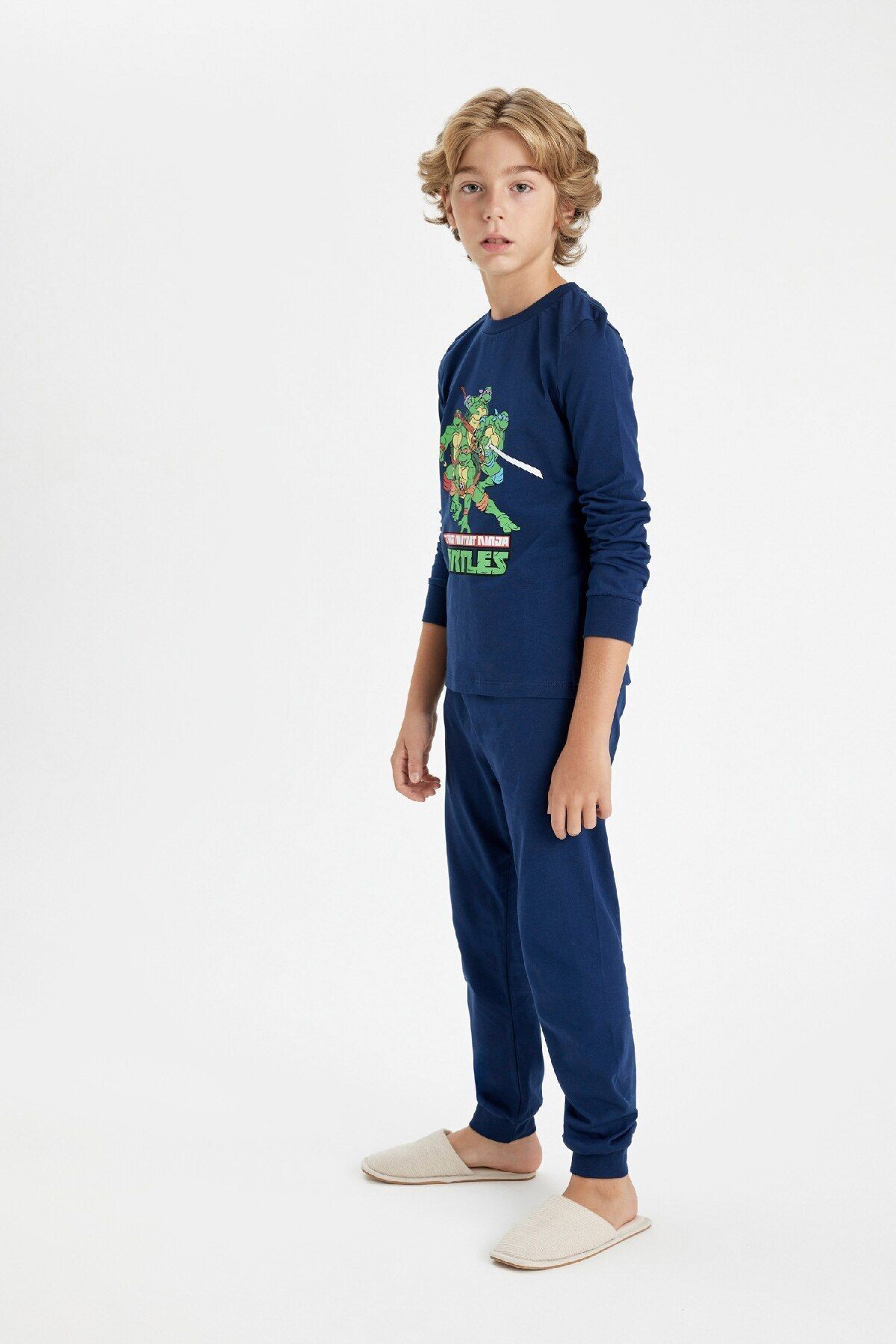 DeFacto-Boy's Pajama Set - Teenage Mutant Ninja Turtles, Long Sleeve, Top and Bottom Set D6324A824Au 2