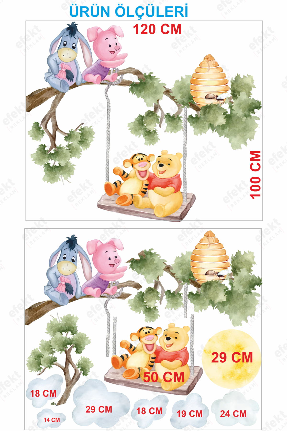 efekt reklam Ayıcık ve Arkadaşları Salıncak Keyfi Çocuk Odası-Kreş Anaokulu-Kapı-Duvar Yapışkanlı Sticker Seti fotoğrafı 5 (önizleme)