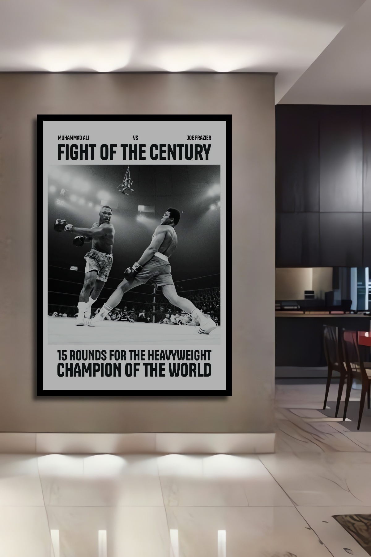 Muhammad Tablo Teona Ahşap Dekoratif Ahşap Dikdörtgen Tablo Muhammad Ali Joe Frazier ...