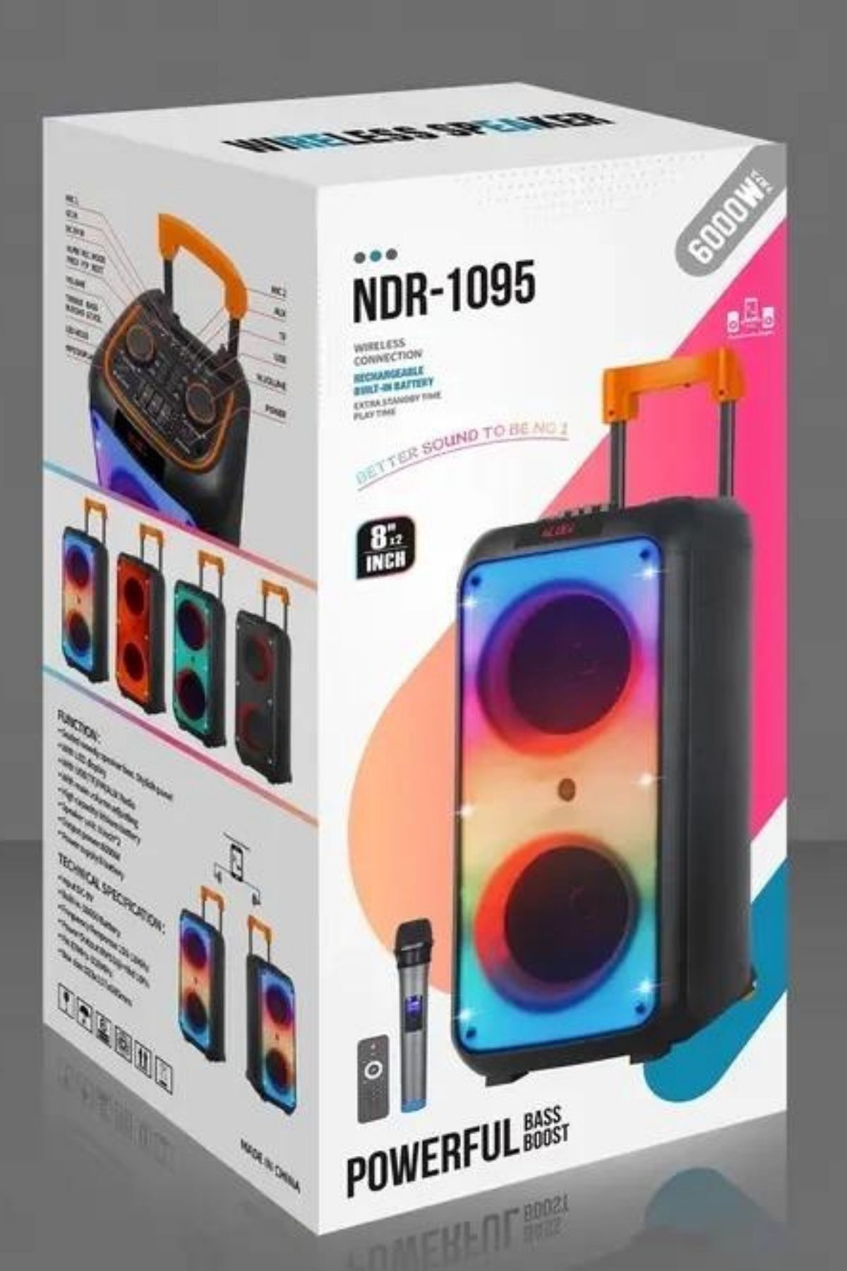 Bluetooth Hoparlör Parti Hoparlörü Karaoke Mikrofon Hediyeli Işıklı Ses Bombası  Usb Sd Girişli