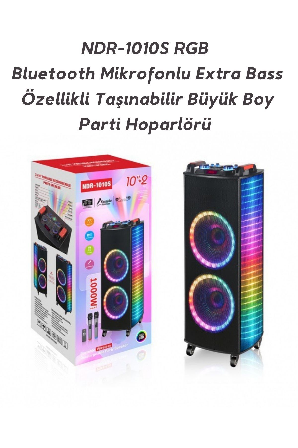 Bluetooth Hoparlör Parti Hoparlörü Karaoke Mikrofon Hediyeli Işıklı Ses Bombası  Usb Sd Girişli