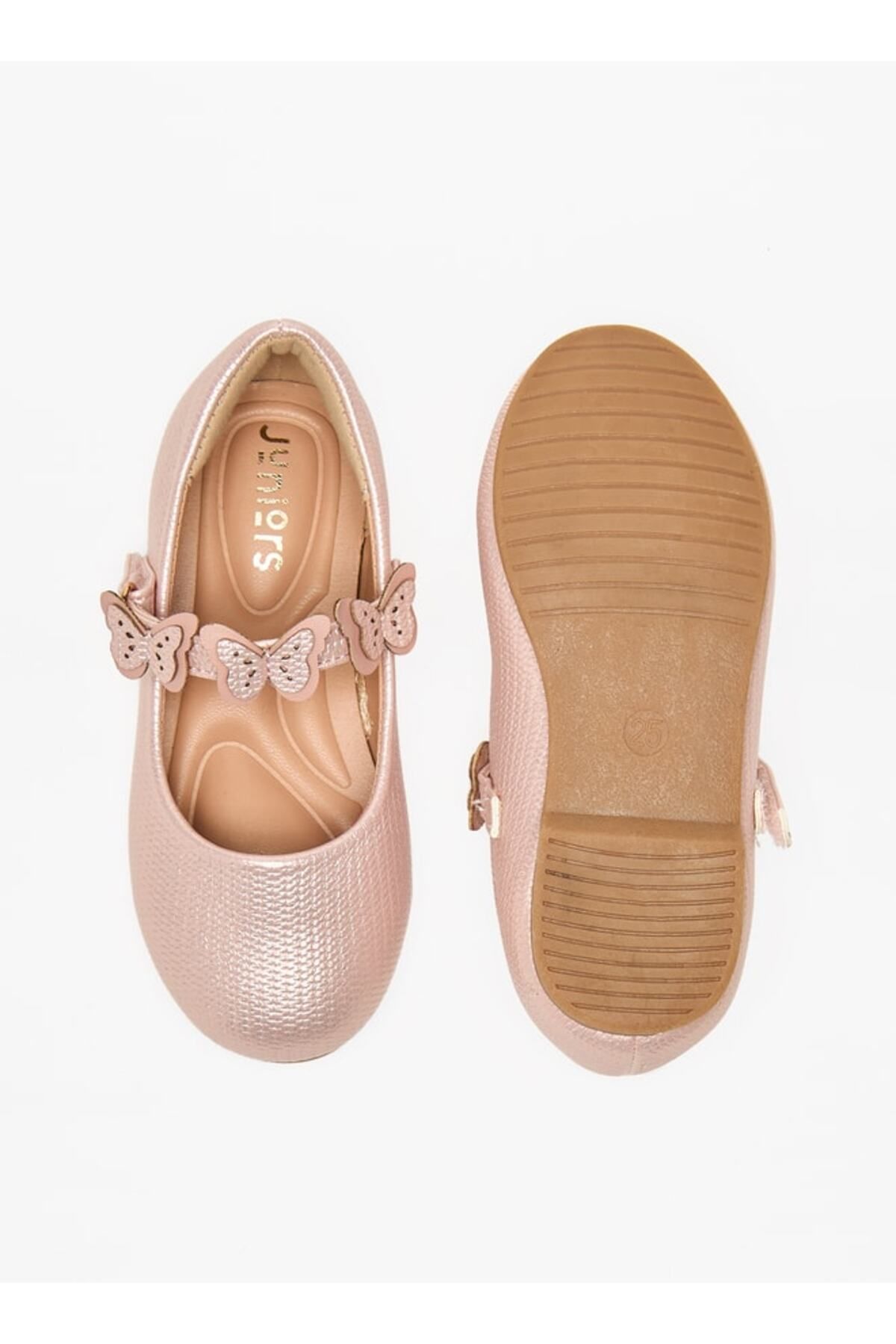 Juniors-Butterfly Accent Ballerina Shoes with Hook and Loop Closure 4