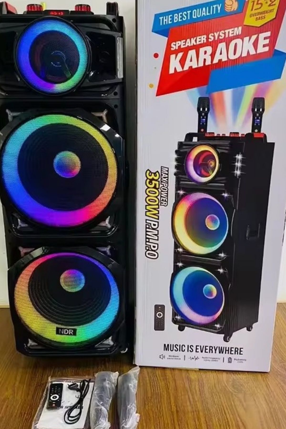 Bluetooth Hoparlör Parti Hoparlörü Karaoke Mikrofon Hediyeli Işıklı Ses Bombası  Usb Sd Girişli