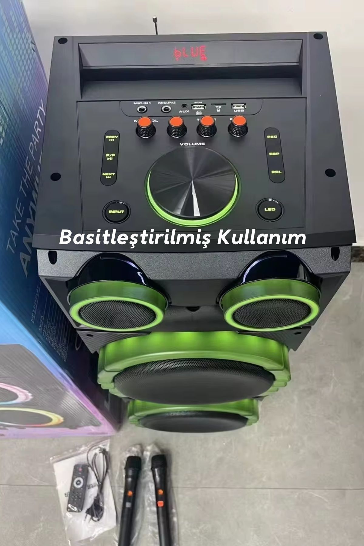 Bluetooth Hoparlör Parti Hoparlörü Karaoke Mikrofon Hediyeli Işıklı Ses Bombası  Usb Sd Girişli