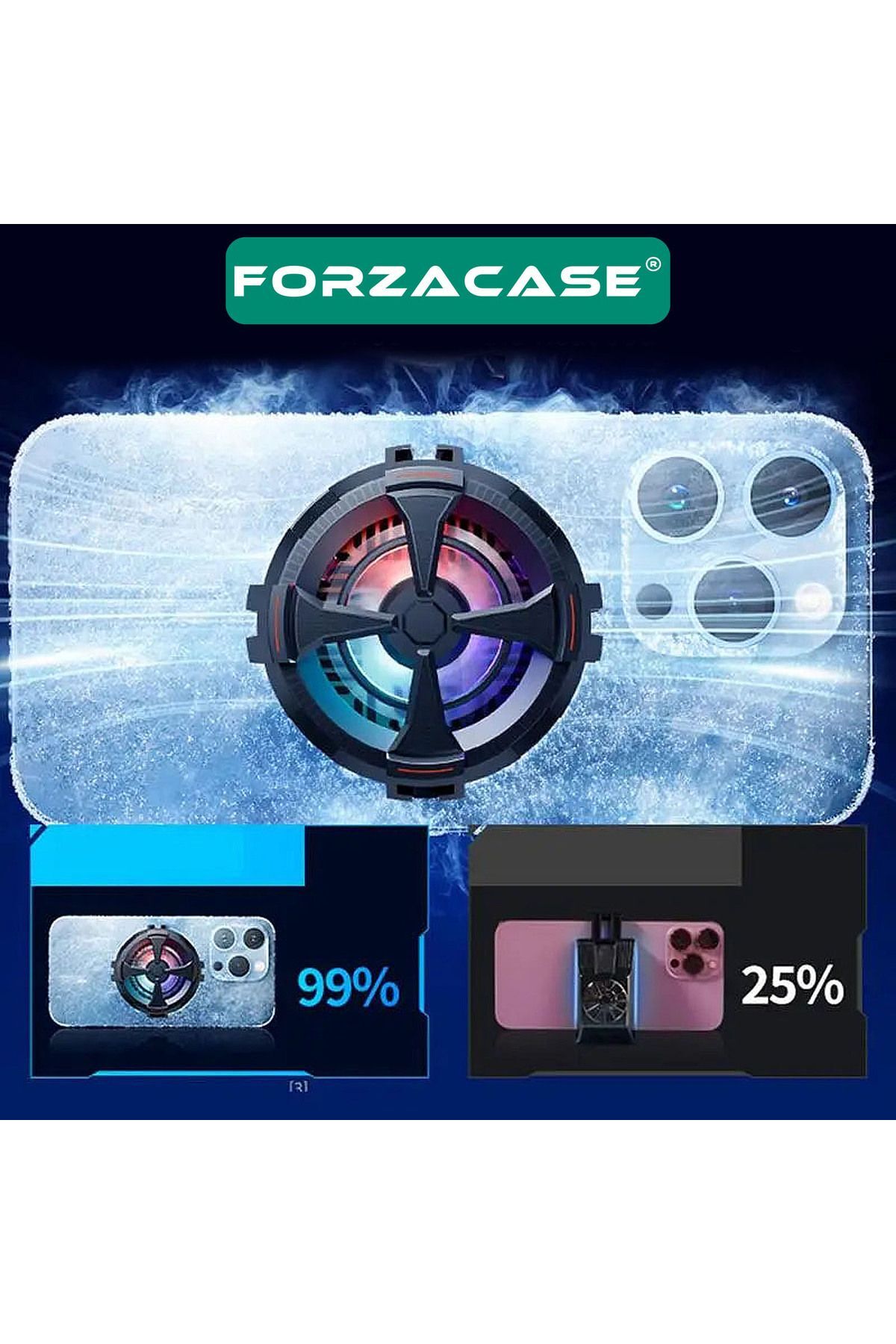 5500 RPM Kablolu RGB Işıklı Manyetik Tablet ve Telefon Soğutucu Isı Önleyici Fan - FC560 7