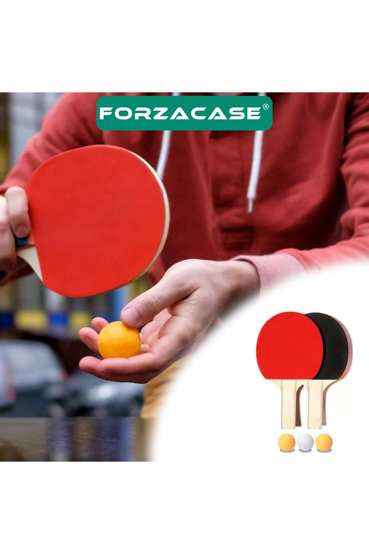 Forzacase-Table Tennis Racket Set with 2 Rackets and 3 Balls - FC647 4