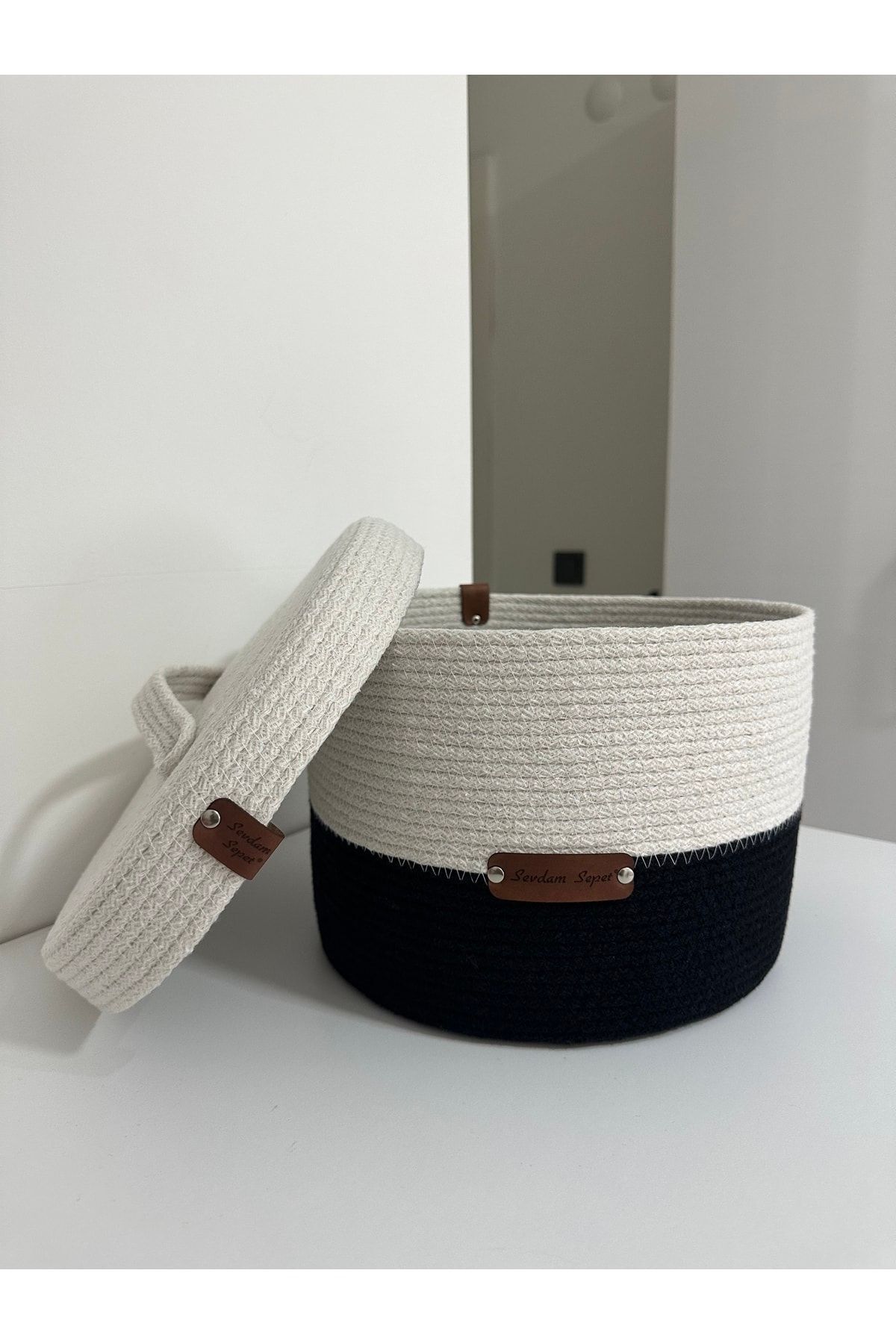 Multi-Purpose Decorative Box with Black and white Oversized Lid,Storage Box, Bathroom Accessory