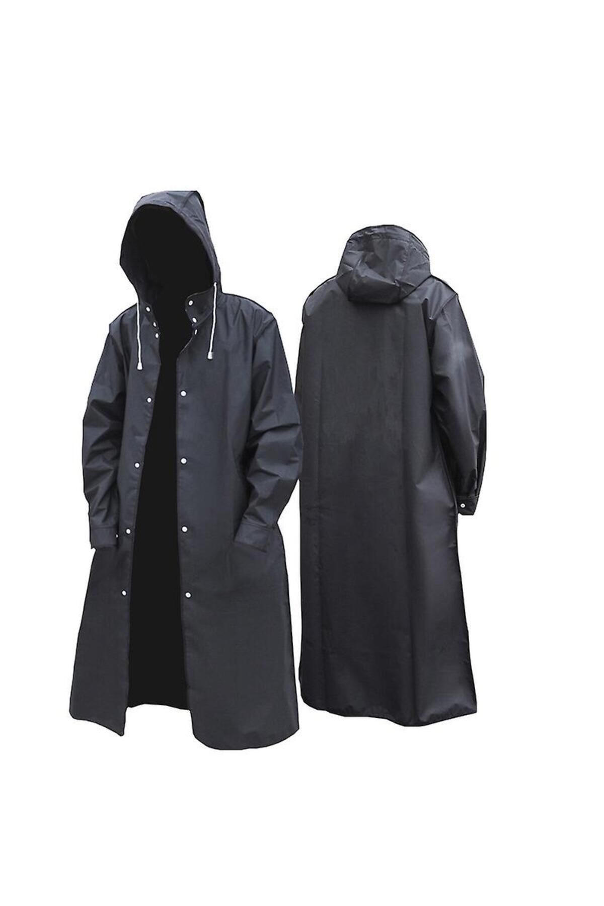 5 ADET 1.KALİTE ŞAPKALI ÇITÇITLI YAĞMURLUK SİYAH YAĞMURLUK OUTDOOR YAĞMURLUK VIP UNISEX RAIN COAT