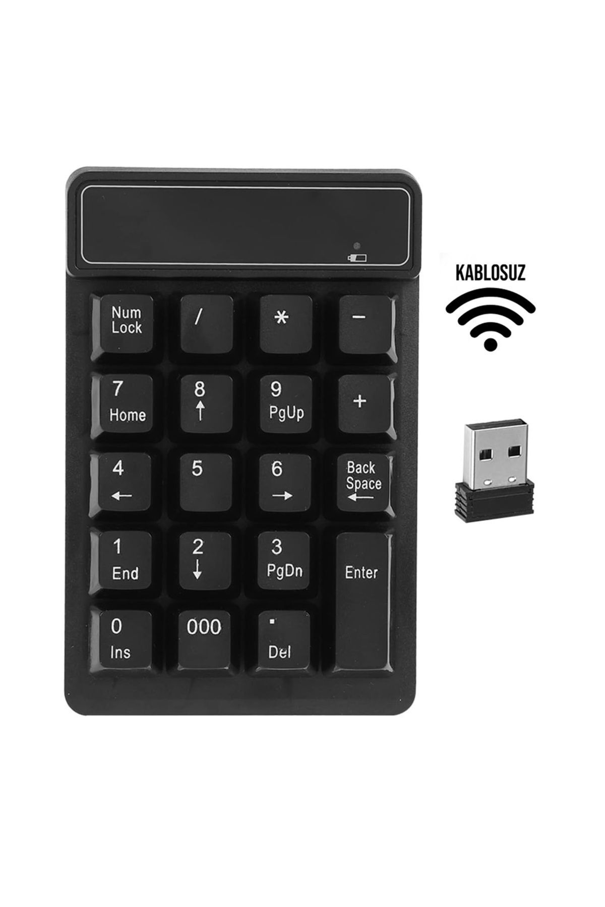 Sumpad Kablosuz 19 Tuşlu Sayısal Tuş Takımı Sayısal Klavye Numpad  AAA İnce Kalem Pil İle Çalışır