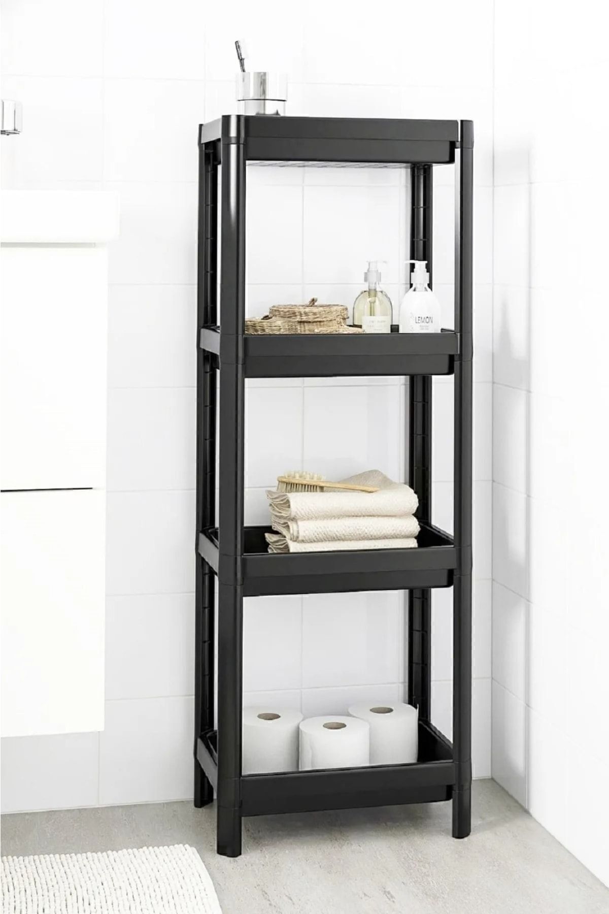 Practical Multi-Purpose Organizer Convenient 4-Tier Shelving Unit Easy Installation