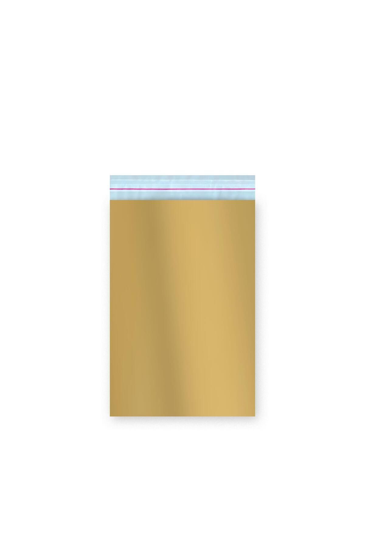 AMBALAJ PAZARI Bantlı Metalize Lüks Hediye Paketi Gold 20x25 cm - 50 Adet